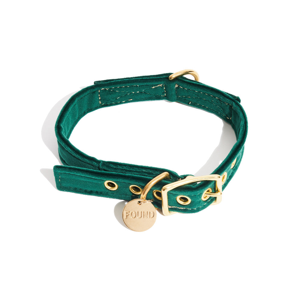 Emerald Washable Velvet Dog & Cat Collar