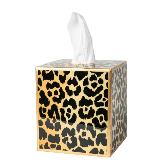 Leopard Enameled Tissue Box Cover